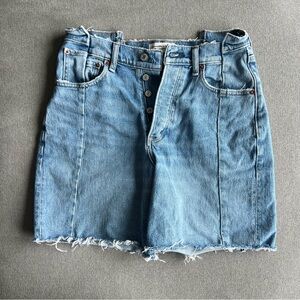 Abercrombie & Fitch Light Blue Denim “Dad” Shorts with Raw Hem